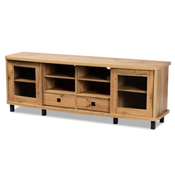 Baxton Studio Walda Modern and Contemporary Oak Brown Finished Wood 2-Drawer TV Stand